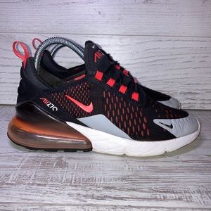 Nike Air Max 270 “Hyper Crimson” GS Black~Neon Orange~Gray Woman’s 7.5 Youth 6